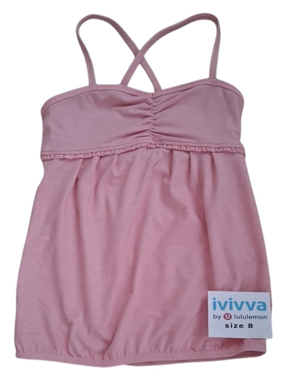 Ivivva Girl by Lululemon 🍋En Pointe Tank Soft Pink gathered bust detail size 8